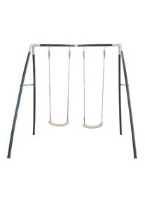 Schaukel Double Metal, Anthrazit, Wei&szlig;, Metall, Kunststoff, 210x217x210 cm, Fsc, EN 71, witterungsbest&auml;ndig, einfache Handhabung und Montage, Freizeit & Co, Gartenspielzeug, Schaukeln