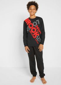 bonprix Pijama din bumbac organic 100% (set/2 buc.), negru, 140/146