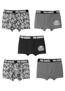 bonprix Chiloți boxer lung cu bumbac moale (set/5 buc.), negru, 128/134