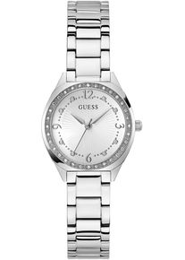 Quarzuhr Guess "CHARLOTTE", silber (silberfarben), Armbanduhren, Damen, Quarzuhr, Armbanduhr, Damenuhr, Edelstahlarmband, Mineralglas, analog