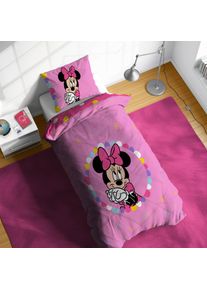 Kinderbettw&auml;sche Disney "Minnie Mouse Happy", pink (ros&eacute;), B/L: 135cm x 200cm, 1 Stk., 1 Stk., Linon, B/L: 80cm x 80cm, 2, Linon, Obermaterial: 100% Baumwolle, Bettw&auml;sche, Kinderbettw&auml;sche, 100% Baumwolle