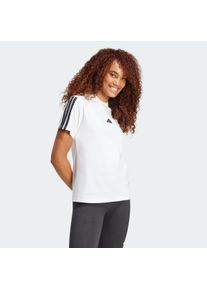 T-Shirt adidas Sportswear "ESSENTIALS 3-STREIFEN COTTON", Damen, Gr. XS, schwarz-wei&szlig; (wei&szlig;, schwarz), Obermaterial: 100% Baumwolle, normal, Rundhals, Shirts T-Shirt, klassische 3-Streifen an den &Auml;rmeln, ohne Verschluss
