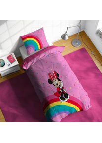 Kinderbettw&auml;sche Disney "Minnie Mouse Rainbow", pink, B/L: 135cm x 200cm, 1 Stk., 1 Stk., Linon, B/L: 80cm x 80cm, 2, Linon, Obermaterial: 100% Baumwolle, Bettw&auml;sche, Kinderbettw&auml;sche, 100% Baumwolle