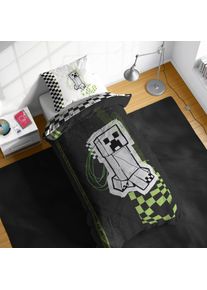 Kinderbettw&auml;sche Minecraft "Minecraft Doodle Skate", grau, B/L: 135cm x 200cm, 1 Stk., 1 Stk., Linon, B/L: 80cm x 80cm, 2, Linon, Obermaterial: 100% Baumwolle, Bettw&auml;sche, Kinderbettw&auml;sche, 100% Baumwolle