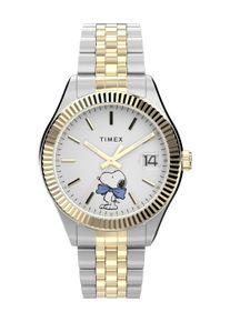 Quarzuhr Timex "TMEX x PEANUTS Timex LEGACY", silber (silberfarben, goldfarben), Armbanduhren, Damen, Quarzuhr, Armbanduhr, Damenuhr, Edelstahlarmband, Datum, Leuchtzeiger