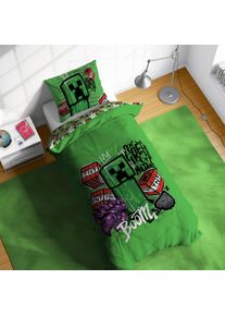 Kinderbettw&auml;sche Minecraft "Minecraft Metro Art", gr&uuml;n, B/L: 135cm x 200cm, 1 Stk., 1 Stk., Linon, B/L: 80cm x 80cm, 2, Linon, Obermaterial: 100% Baumwolle, Bettw&auml;sche, Kinderbettw&auml;sche, 100% Baumwolle