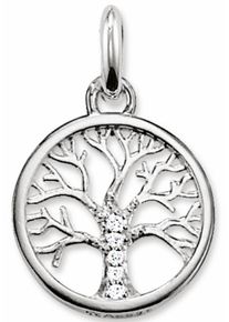 Kettenanh&auml;nger Thomas Sabo "Lebensbaum-Design", silberfarben, wei&szlig;, wei&szlig;, Schmuckanh&auml;nger, Damen, Silber 925 (recycelt), 1,46 g, Kettenanh&auml;nger, mit Zirkonia