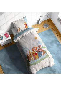 Kinderbettw&auml;sche Disney "Winnie The Pooh Party", blau, B/L: 135cm x 200cm, 1 Stk., 1 Stk., Linon, B/L: 80cm x 80cm, 2, Linon, Obermaterial: 100% Baumwolle, Bettw&auml;sche, Kinderbettw&auml;sche, 100% Baumwolle