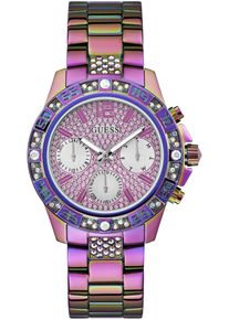 Multifunktionsuhr Guess "MAJESTY", bunt, Armbanduhren, Damen, Multifunktionsuhr, Quarzuhr, Armbanduhr, Damenuhr, Datum, Edelstahlarmband