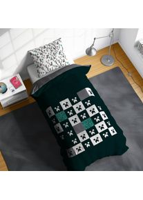 Kinderbettw&auml;sche Minecraft "Minecraft Creeper", schwarz, B/L: 135cm x 200cm, 1 Stk., 1 Stk., Linon, B/L: 80cm x 80cm, 2, Linon, Obermaterial: 100% Baumwolle, Bettw&auml;sche, Kinderbettw&auml;sche, 100% Baumwolle