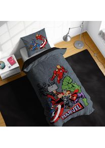 Kinderbettw&auml;sche MARVEL "Avengers Don't Sweat", grau, B/L: 135cm x 200cm, 1 Stk., 1 Stk., Linon, B/L: 80cm x 80cm, 2, Linon, Obermaterial: 100% Baumwolle, Bettw&auml;sche, Kinderbettw&auml;sche, 100% Baumwolle