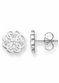 Paar Ohrstecker Thomas Sabo "Kleeblatt-Design", silber (silberfarben, wei&szlig;, wei&szlig;), Ohrringe, Damen, Silber 925 (recycelt), Paar Ohrstecker, mit Zirkonia
