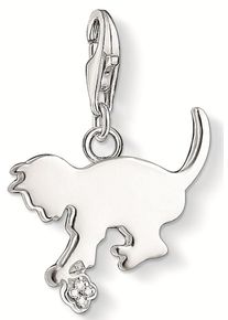 Charm-Einh&auml;nger Thomas Sabo "K&auml;tzchen-Design", silberfarben, Charms, Damen, Silber 925 (recycelt), Charm-Einh&auml;nger, Diamantsplitter