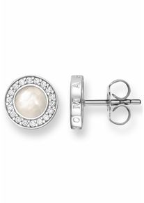 Paar Ohrstecker Thomas Sabo "Classic Pav&eacute; Wei&szlig;", silberfarben, wei&szlig;, wei&szlig;, Ohrringe, Damen, Silber 925 (recycelt), Paar Ohrstecker, mit Perlmutt und Zirkonia