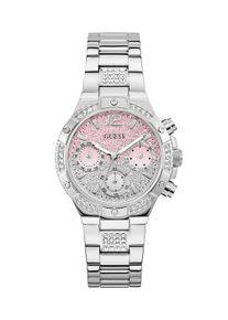 Multifunktionsuhr Guess "HARLOW", silber (silberfarben), Armbanduhren, Damen, Multifunktionsuhr, Quarzuhr, Armbanduhr, Damenuhr, Edelstahlarmband, Datum