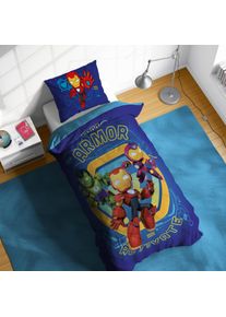 Kinderbettw&auml;sche MARVEL "Iron Man Armor", bunt (blau), B/L: 135cm x 200cm, 1 Stk., 1 Stk., Linon, B/L: 80cm x 80cm, 2, Linon, Obermaterial: 100% Baumwolle, Bettw&auml;sche, Kinderbettw&auml;sche, 100% Baumwolle