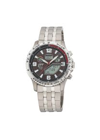Funkchronograph ETT "Professional World Timer", titansilberfarben, Armbanduhren, Herren, Funkchronograph, Armbanduhr, Solar, Herrenuhr, analog, digital, automatischer Kalender