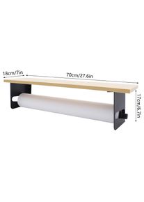 Wall Mounted Kraft Paper Dispenser and Cutter 24" with Paper Roll, Wood Shelf, Magnetic Pencil Holder. Wall Hanging Butcher Paper Roll Holder for Home, Office, Cafe or School