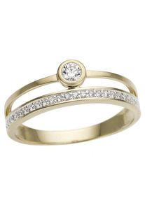 Fingerring Firetti "Schmuck Geschenk Gold 333 Damenring Goldring" Gr. 18, gelb (gelbgoldfarben, wei&szlig;goldfarben, kristallwei&szlig;), Fingerringe, Damen, 18, Gelbgold 333, 2,5mm, Fingerring, mit Zirkonia (synth.)