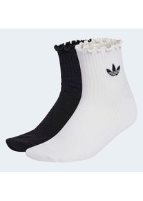 Sportsocken adidas originals "RUFFLE QUARTER", Damen, Gr. S, wei&szlig;, schwarz, Obermaterial: 59% Baumwolle, 38% Polyester, 2% Elasthan, 1% Polyamid, Socken Sportsocken
