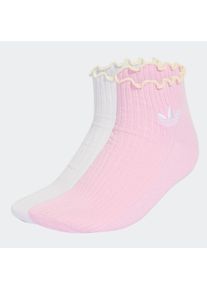 Sportsocken adidas originals "RUFFLE QUARTER", Damen, Gr. L, frozen lila, sanftes wei&szlig;, orchid fusion, Obermaterial: 59% Baumwolle, 38% Polyester, 2% Elasthan, 1% Polyamid, Socken Sportsocken