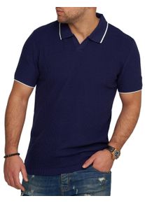Poloshirt Carisma "Carisma Poloshirt CRCANOAS", Herren, Gr. L, blau (navy), Obermaterial: 51% Viskose CV. 27% Polyester PES. 22% Polyamid PA., Shirts Poloshirt, Strick Kurzarm Polo T-Shirt