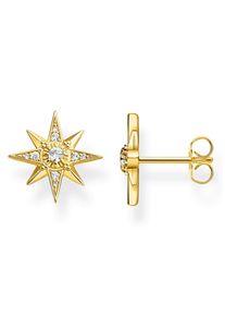 Paar Ohrstecker Thomas Sabo "Ohrstecker Stern gold", gelbgoldfarben, wei&szlig;, wei&szlig;, Ohrringe, Damen, Silber 925 (recycelt), Paar Ohrstecker
