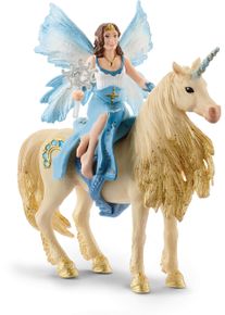 Spielfigur Schleich "BAYALA, Eyelas Ausritt auf Goldeinhorn (42508)", blau (goldfarben, blau), Spielfiguren, Kinder, Kunststoff, Spielfigur