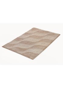 Badematte Kleine Wolke "&raquo;Onda&laquo;, Badvorleger, Badezimmer Teppich", beige (macadamia), H:15mm, Polyacryl, Badematten, Badematte, Badteppich, modernes Ton in Ton Wellendesign, flauschig