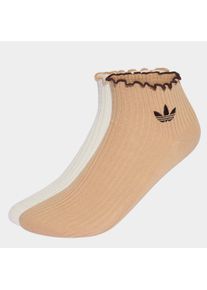 Sportsocken adidas originals "RUFFLE QUARTER", Damen, Gr. S, sanftes wei&szlig;, magic beige, aurora coffee, Obermaterial: 59% Baumwolle, 38% Polyester, 2% Elasthan, 1% Polyamid, Socken Sportsocken