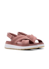 Sandale Clarks "Tuscan Cross", Damen, Gr. 37, rosa (mauve suede), Veloursleder, Schuhe Sandale, Sandalette, Flats, Sommerschuh mit Plateausohle