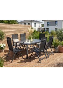 Garten-Essgruppe Konifera "Messina", grau, Sitzm&ouml;bel-Sets, Garten-Essgruppe, klappbar, 7-fach verstellbare R&uuml;ckenlehne, Tischplatte aus Alulatten