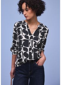 Langarmshirt Street One, Damen, Gr. 36, shadowed navy, Jersey, Obermaterial: 100% Viskose, gemustert, l&auml;ssig geschnitten h&uuml;ftbedeckend, Rundhals, elastischer Bund, Shirts Langarmshirt, im gemustertem Strukturmix