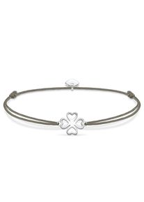Armband Thomas Sabo "Little Secret Kleeblatt-Design", silberfarben, grau, Armb&auml;nder, Damen, Nylon Silber 925 (recycelt), Nylon, Silber 925 (recycelt), Armband