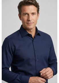 Businesshemd OLYMP "Luxor modern fit", Herren, Gr. 41, N-Gr, blau (marine), Web, Obermaterial: 64% Baumwolle, 27% Polyester, 9% Elasthan, Hemden Businesshemd, Comfort Stretch, Climate Control