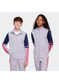 Trainingsjacke adidas Performance "SQUADRA 25 KIDS", Damen, Gr. 116, glory grau, team navy blau 2, pure ruby, Obermaterial: 100% Polyester, Jacken Trainingsjacke