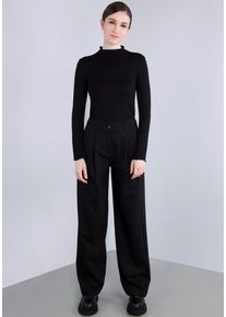 Bundfaltenhose Imperial, Damen, Gr. XS (34), N-Gr, schwarz (nero), Web, Obermaterial: 72% Polyester, 23% Viskose, 5% Elasthan, unifarben, l&auml;ssig geschnitten, Hosen Bundfaltenhose, mit weitem Bein