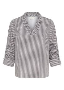 Hemdbluse Kaffe "Langarm-Hemd KAmarianne", Damen, Gr. 34, grau (grau, wei&szlig; stripe), Obermaterial: 100% Baumwolle CO., Blusen Hemdbluse
