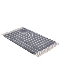 Sch&ouml;ner Wohnen Kollektion Badematte "&raquo;Bahamas Grafik&laquo;", anthrazit, H:20mm, Baumwolle, SCH&Ouml;NER WOHNEN-KOLLEKTION, Badematten, Badematte, waschbar, Baumwolle, Badvorleger mit Fransen, Badteppich