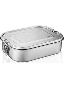 Frischhaltedose Gefu "ENDURE", silber (edelstahlfarben), B:16,5cm H:6cm L:22cm, Edelstahl, Silikon, Lebensmittelaufbewahrungsbeh&auml;lter, Frischhaltedose, 100 % auslaufsicher