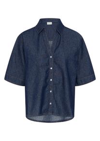 Kurzarmhemd Kaffe "Kurzarmhemd KAjade", Damen, Gr. 38, N-Gr, blau (dunkelblau chambray), Obermaterial: 100% Baumwolle CO., Hemden Kurzarmhemd