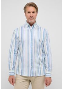 Langarmhemd Eterna "MODERN FIT", Herren, Gr. 40, Normalgr&ouml;&szlig;en, gr&uuml;n, Twill, 59% Baumwolle, 41% Leinen, tailliert, Manschette, Hemden Langarmhemd, EASY IRON (b&uuml;gelleicht)