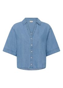 Kurzarmhemd Kaffe "Kurzarmhemd KAjade", Damen, Gr. 40, N-Gr, blau (medium blau chambray), Obermaterial: 100% Baumwolle CO., Hemden Kurzarmhemd