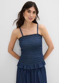 Top con spalline sottili in jeans di cotone biologico, Blu, Taglia 60, bonprix