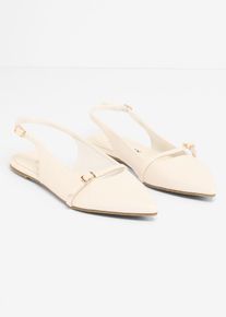 Ballerine con cinturino decorativo, Bianco, Taglia 38, bonprix