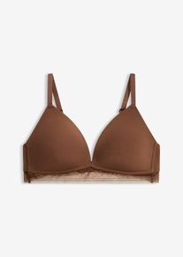 Reggiseno con coppe preformate senza cuciture e senza ferretto, Marrone, Taglia 70A, bonprix