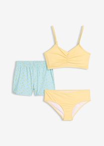 Bikini e pantaloncini da bagno (set 3 pezzi), Giallo, Taglia 152/158, bonprix