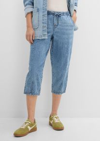 Jeans barrel cropped vita media, Blu, Taglia 46, bonprix