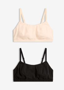 Bralette senza ferretto con cotone (pacco da 2), Nero, Taglia 42/44 (S), bonprix