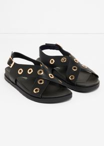 Sandali con occhielli, Nero, Taglia 38, bonprix